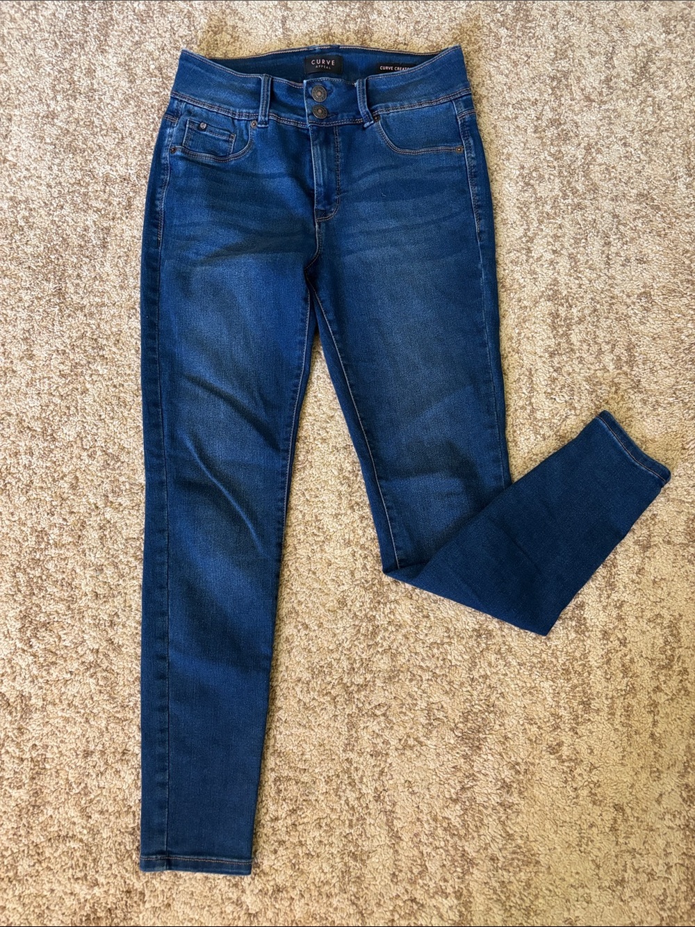 Curve Label High-Rise Skinny Jeans - Deep Blue